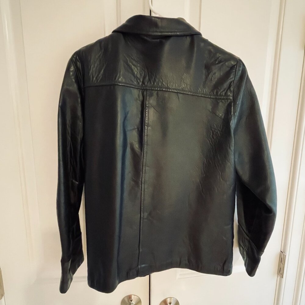 VGVUC Vntg 1950/60's Ladies Black Leather Jacket, Pockets, Zip-Out Lining, Sz L - Picture 10 of 16